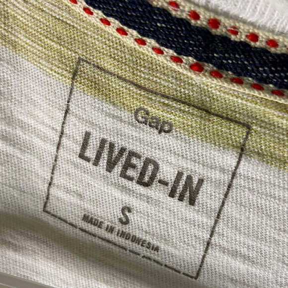 Gap Green/White Striped Short Sleeve T-Shirt w/Pocket - Picture 4 of 7